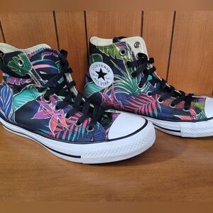 Converse All Star Chuck Taylor Hi-TopTropical Palm Leaves & Flowers Sz. M7 W9